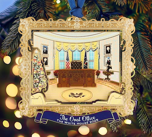 2025 White House Heritage Collection Ornament - The Oval Office, finished in 24k gold