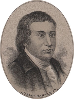 Josiah Bartlett of New Hampshire, physician and signer of the Declaration of Independence. The second signer after John Hancock, and one of the delegates authorized by the New Hampshire General Court on June 15, 1776