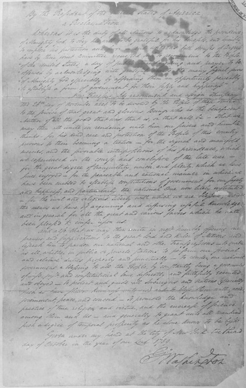George Washington's signed Thanksgiving Proclamation, October 3, 1789. National Archives, NAID 299956.