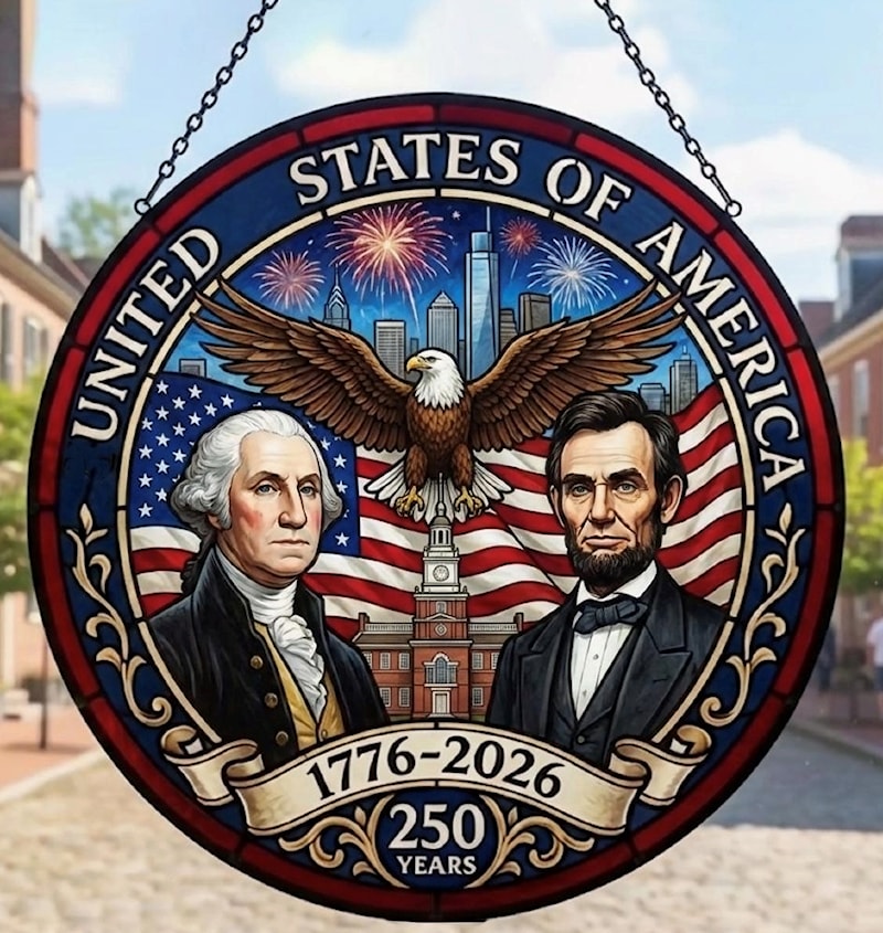 USA 250th Anniversary Presidents Stained Glass Suncatcher
