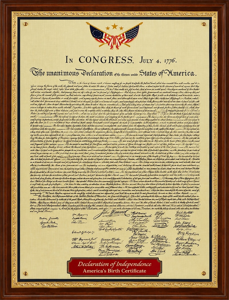 Declaration of Independence Plaque 9" x 12"