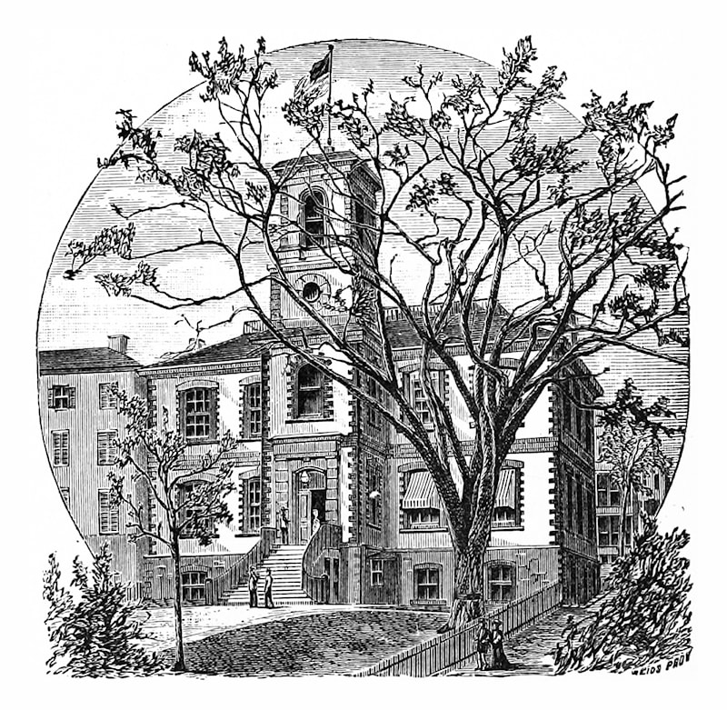 The Old State House in Providence, Rhode Island, where the General Assembly passed the Act of Renunciation on May 4, 1776. 19th-century engraving from "Picturesque Rhode Island."