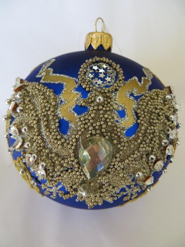 Ornate Eagle on Colbalt Ornament