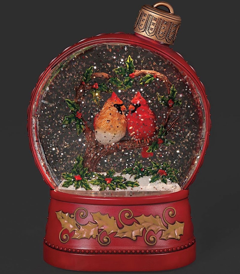 Cardinal Heart Ornament Snow Globe