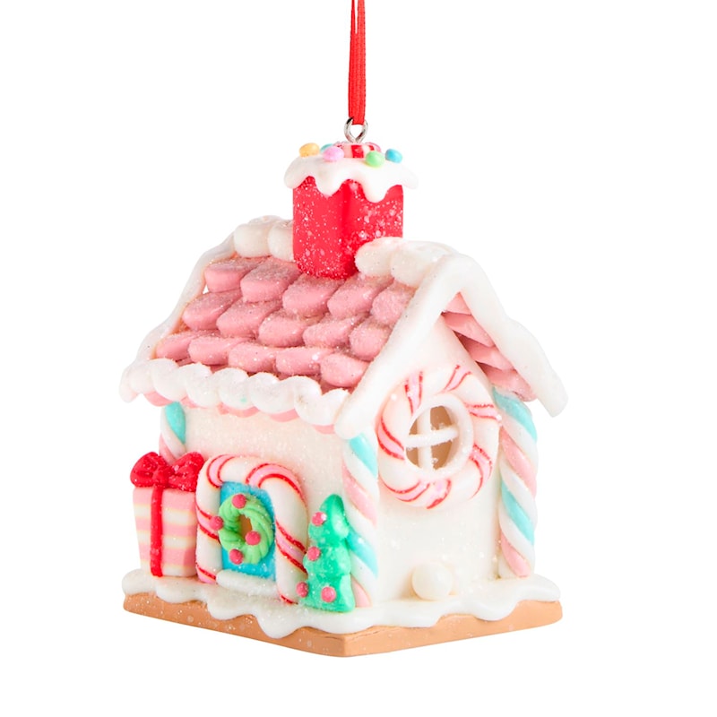 Pink Roof Gingerbread House Ornament