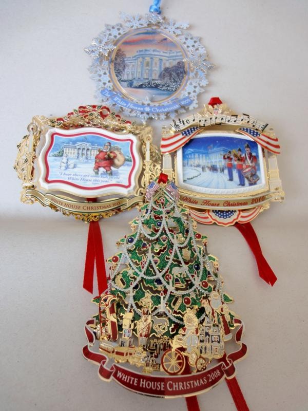 Set of Four: 2011, 2010, 2009, 2008 Official White House Ornaments