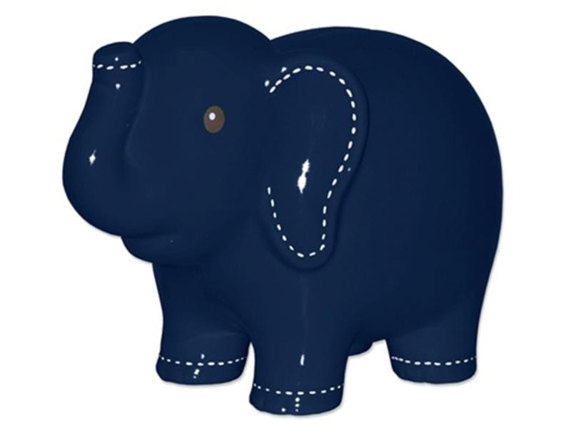 Stitched Navy Elephant Bank