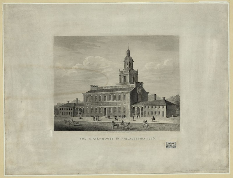 John Serz engraving, The State-House in Philadelphia 1776. Library of Congress, LC-DIG-pga-04142. No known restrictions on publication.