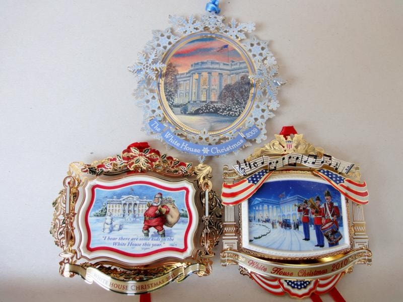 Set of  Three: 2011, 2010, 2009 Official White House Ornaments