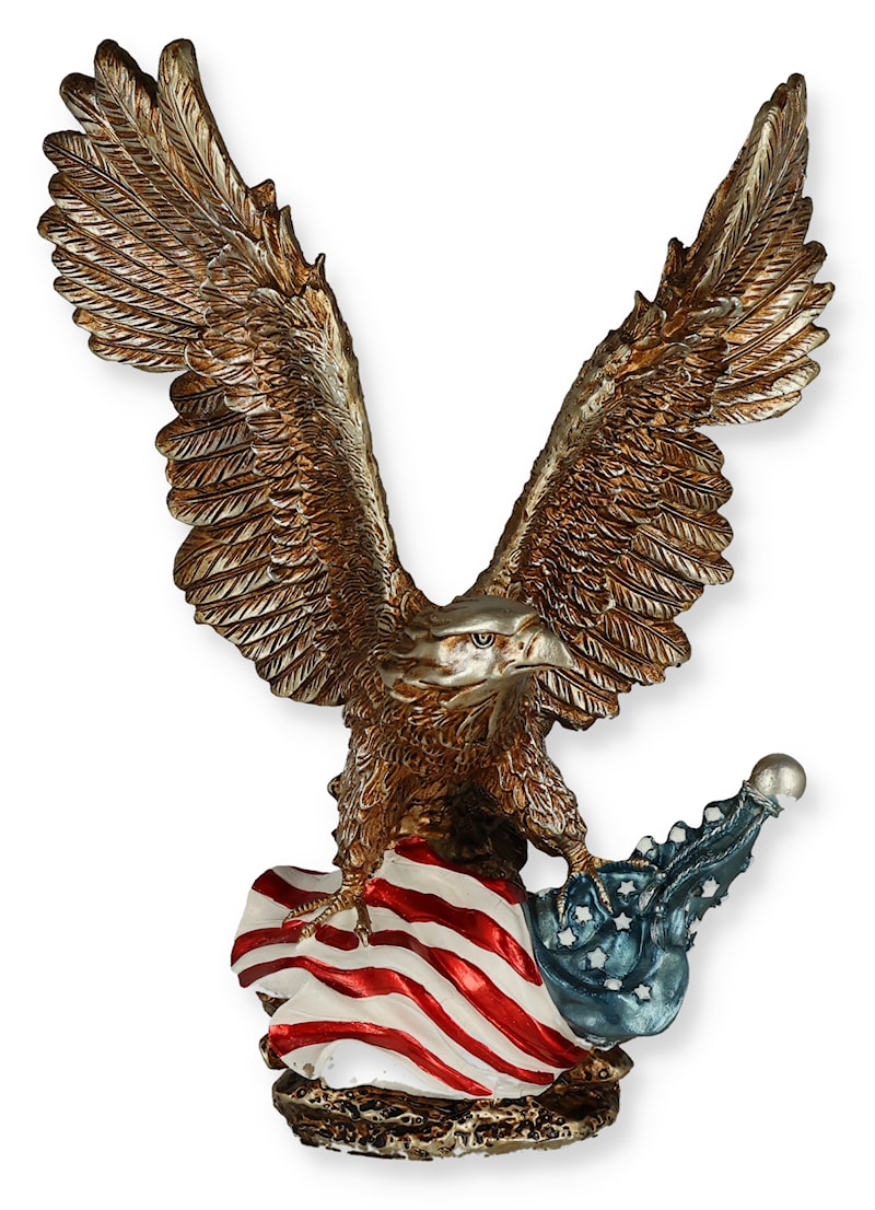 Patriotic Eagle with Flag Statue