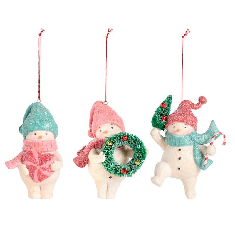 Paper Pulp Wreath And Peppermint Ornaments - 3 Assorted