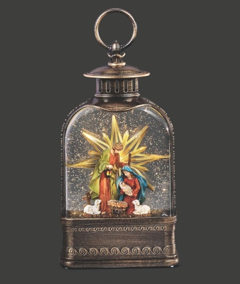 Lighted Swirl Holy Family &amp; Star Lantern