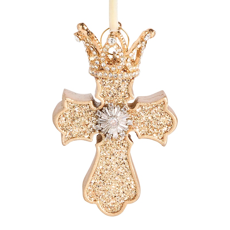 Rejoice Warm Wish Glitter Cross Ornament