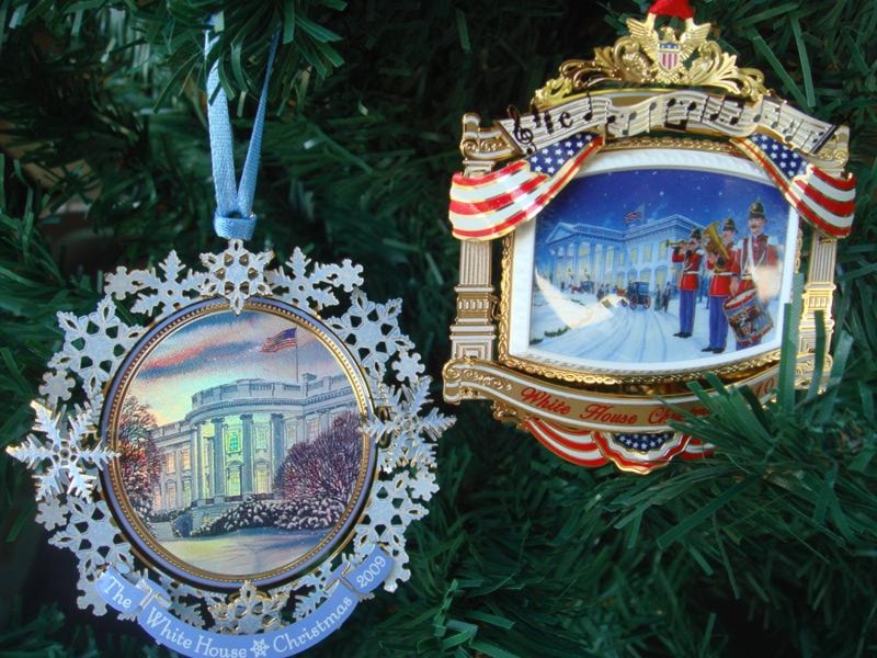 Set of 2010 and 2009 Official White House Ornaments