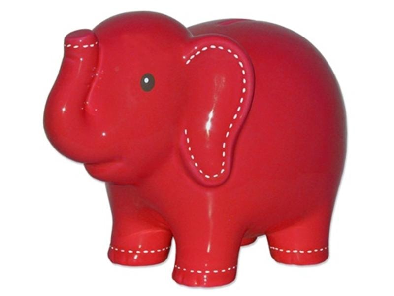 Large Stitched Red Elephant Bank