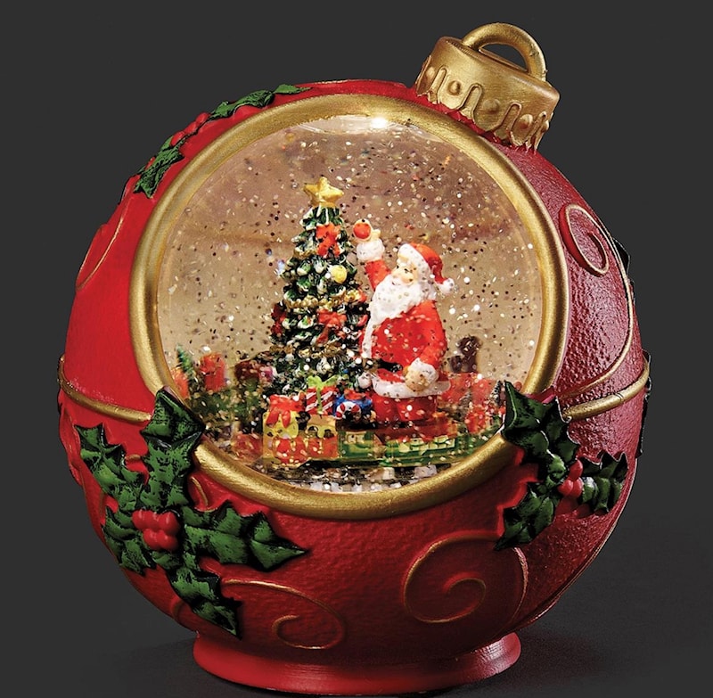 Red and Gold Santa Scene Snow Globe