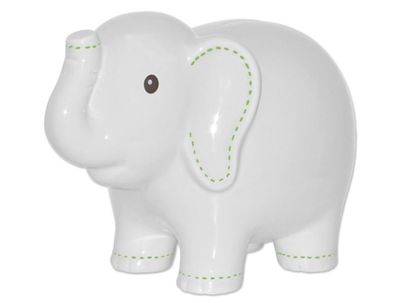 Stitched White Elephant Bank