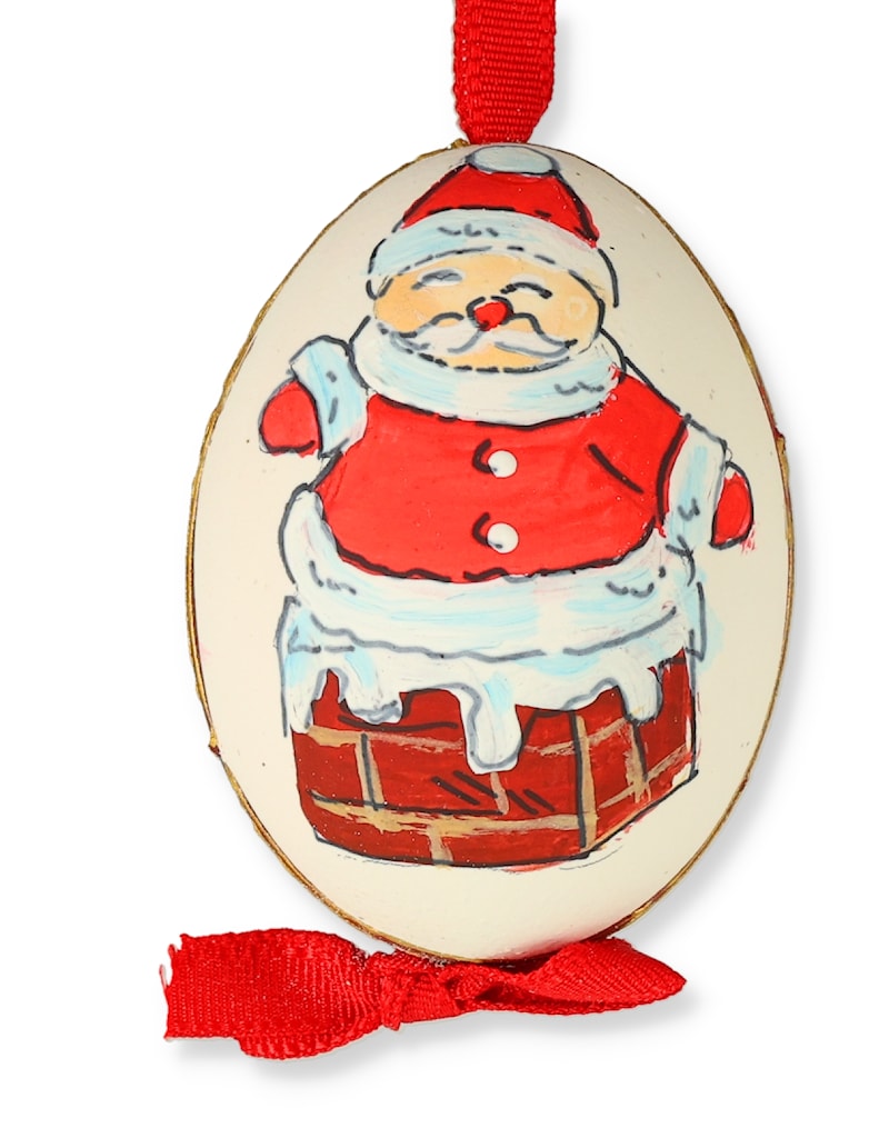 Christmas Chimney Santa Hand-Painted Egg Ornament