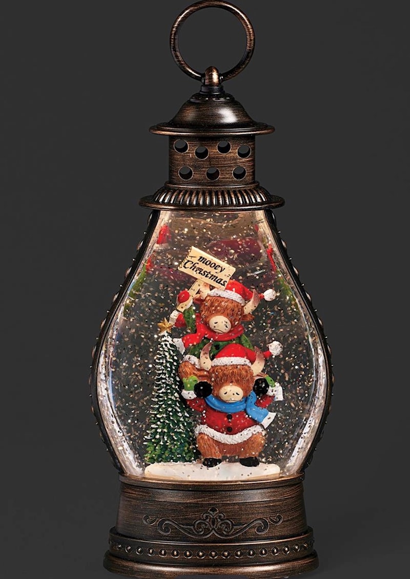 Stacked Cow Money Snow Globe Lantern