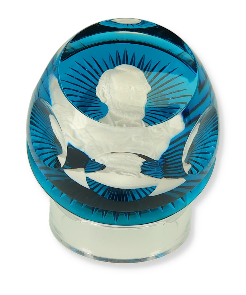President Abraham Lincoln in Crystal Paperweight