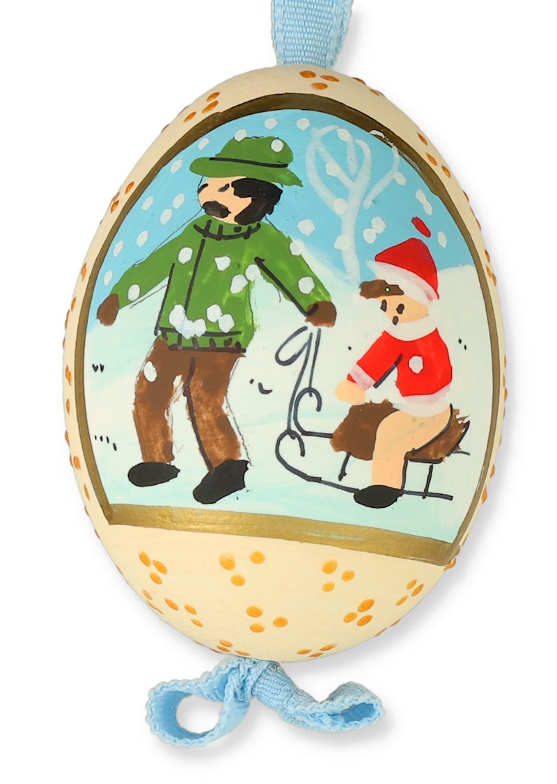 A Christmas Sleigh Ride Hand-Painted Egg Ornament