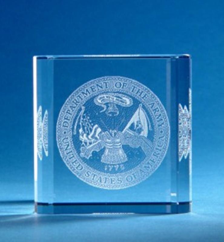 Army Crystal Paperweight