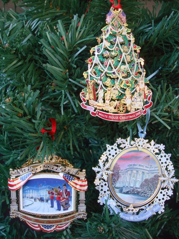 2008 Harrison, 2009 Cleveland and 2010 McKinley Christmas Ornaments