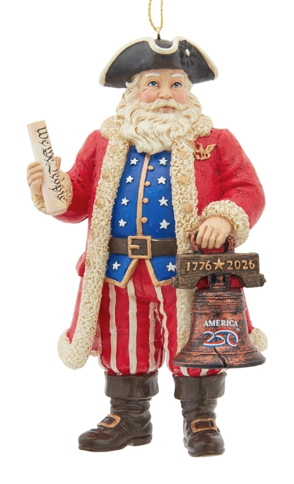America 250th Santa Ornament