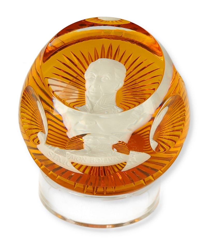 Simon Bolivar in Crystal Paperweight