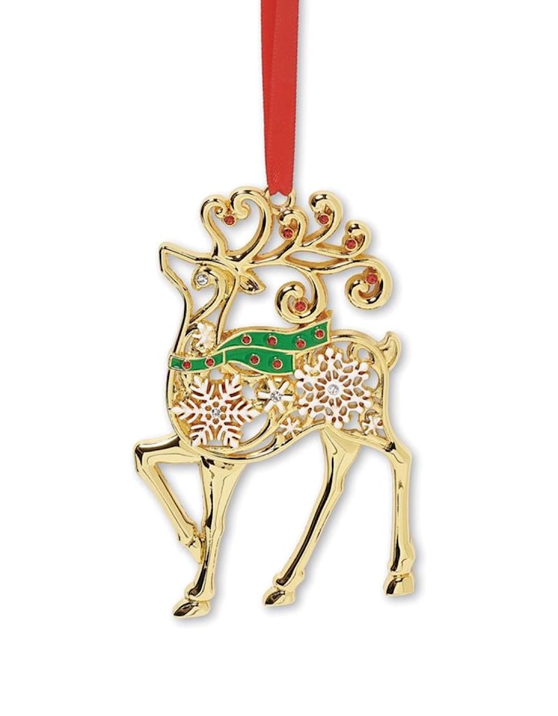 Reindeer with Ribbon Ornament